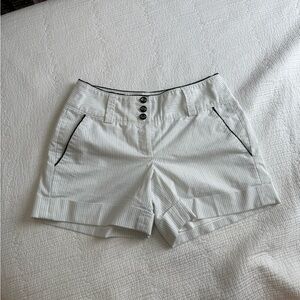 White House Black Market White Pinstripe Shorts with Black Trim